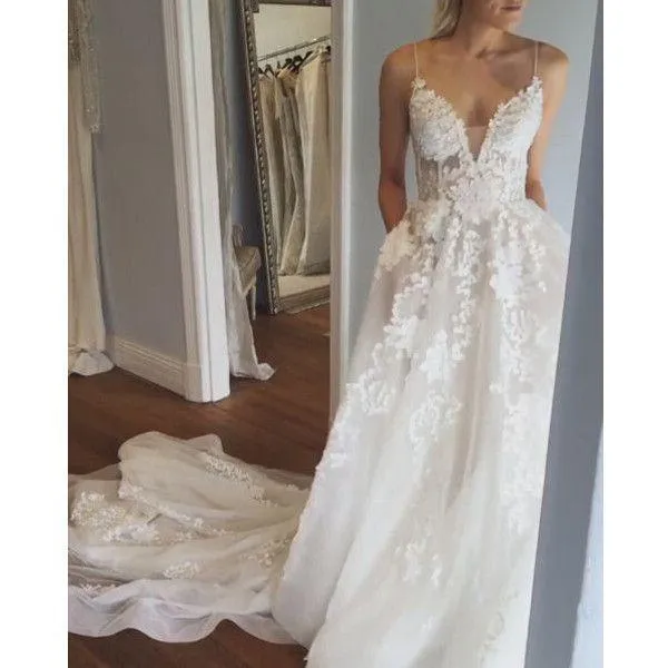 Charming New Arrival Straps Popular Pretty High Quality Lace Appliques Prom Dress, PD0371