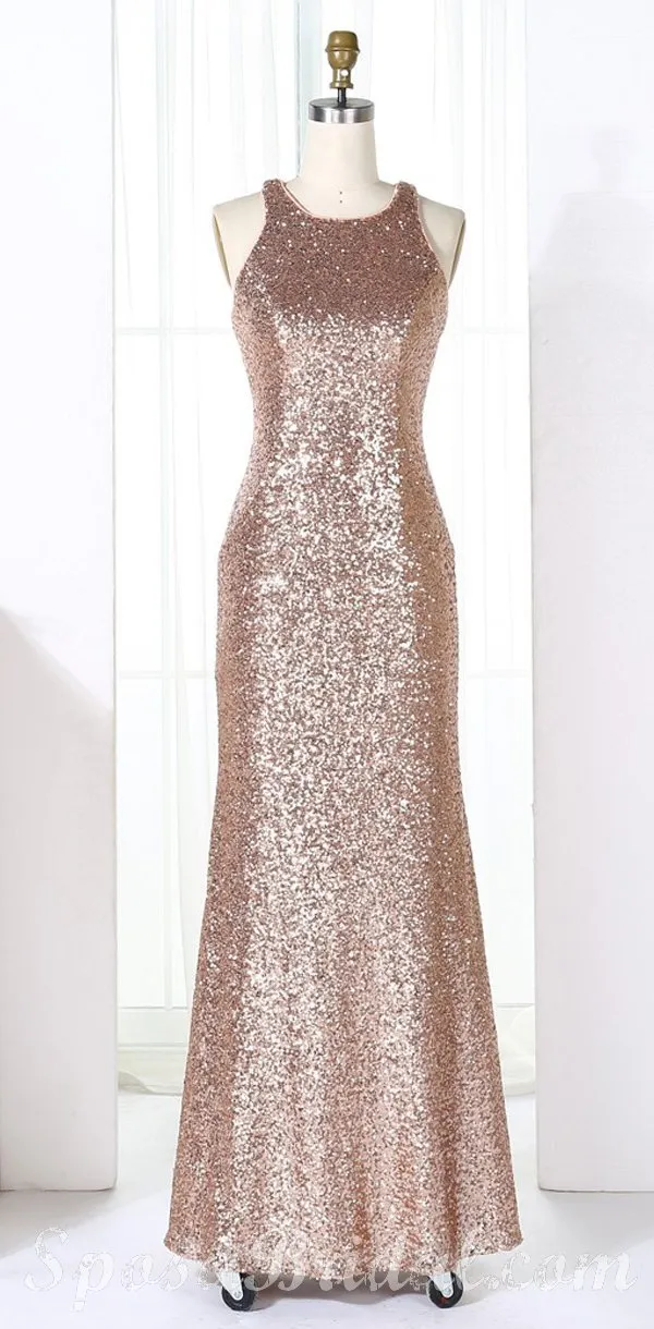 Charming Sparkly Modest Most Popular Mermaid Sequin Long Bridesmaid Dresses, WG04-2