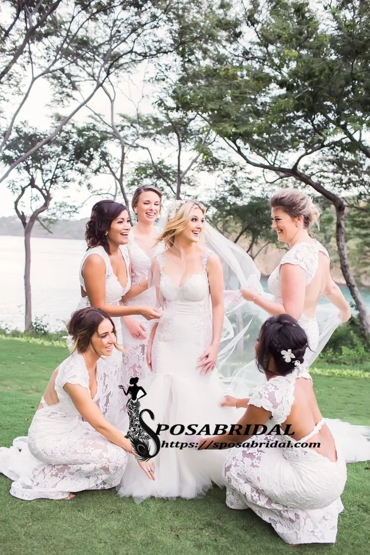 Cheap Long Fulle Lace V-Neck Open Back Tight Elegant Popular Bridesmaid Dresses,WG316