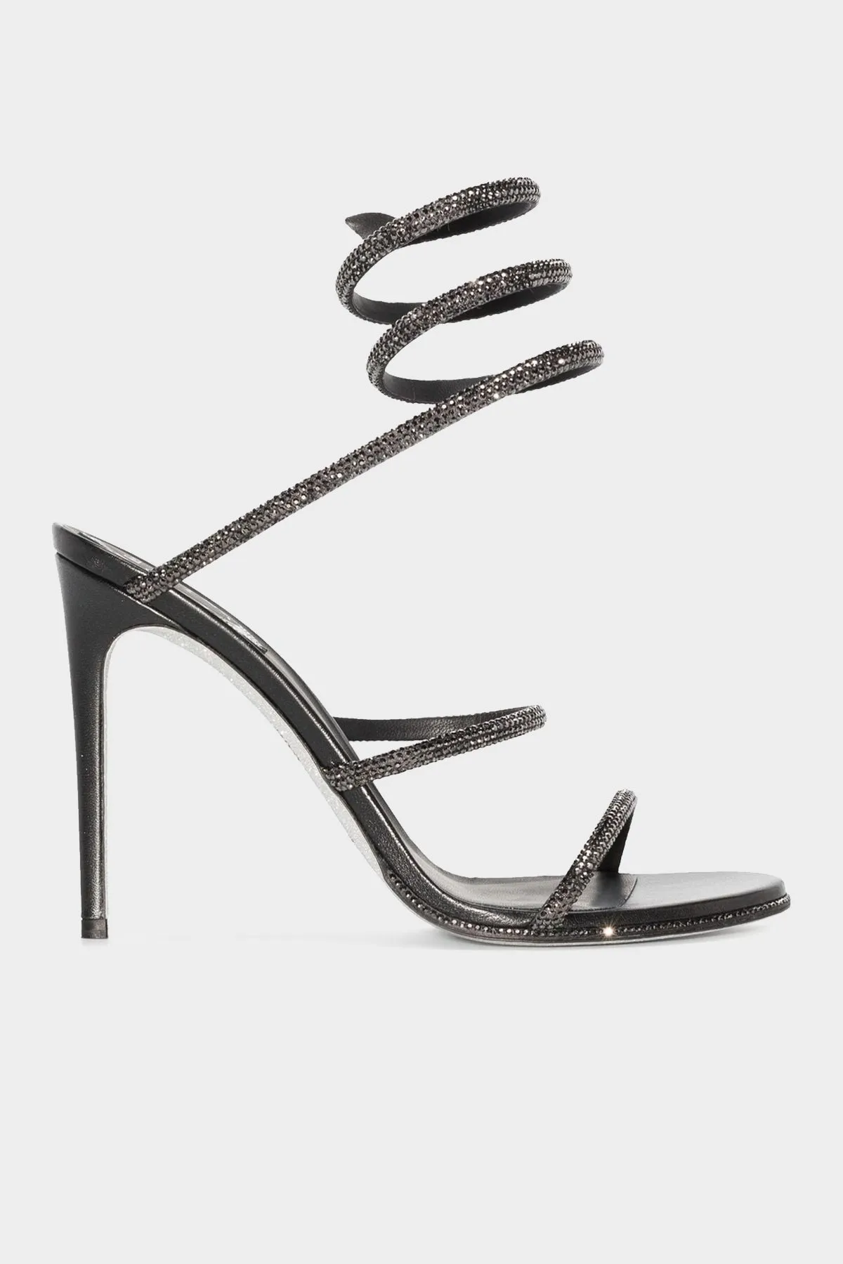 Cleo Crystal-Embellished Strap Sandal 105 in Grey Jet
