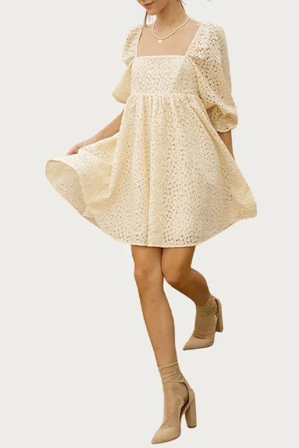 CROCHET-LACE BABY DOLL MINI DRESS