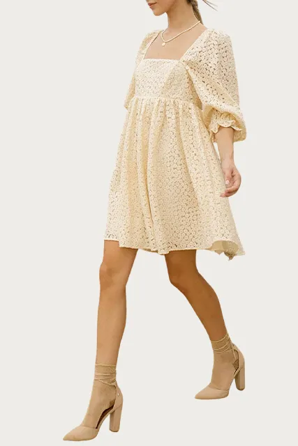 CROCHET-LACE BABY DOLL MINI DRESS