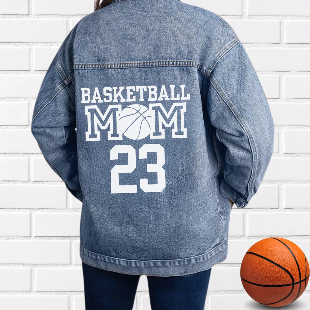 Custom Number Basketball Mom Denim Jacket