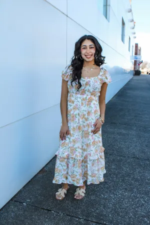 Daffodil Delight Ruffle Dress • Peach Floral