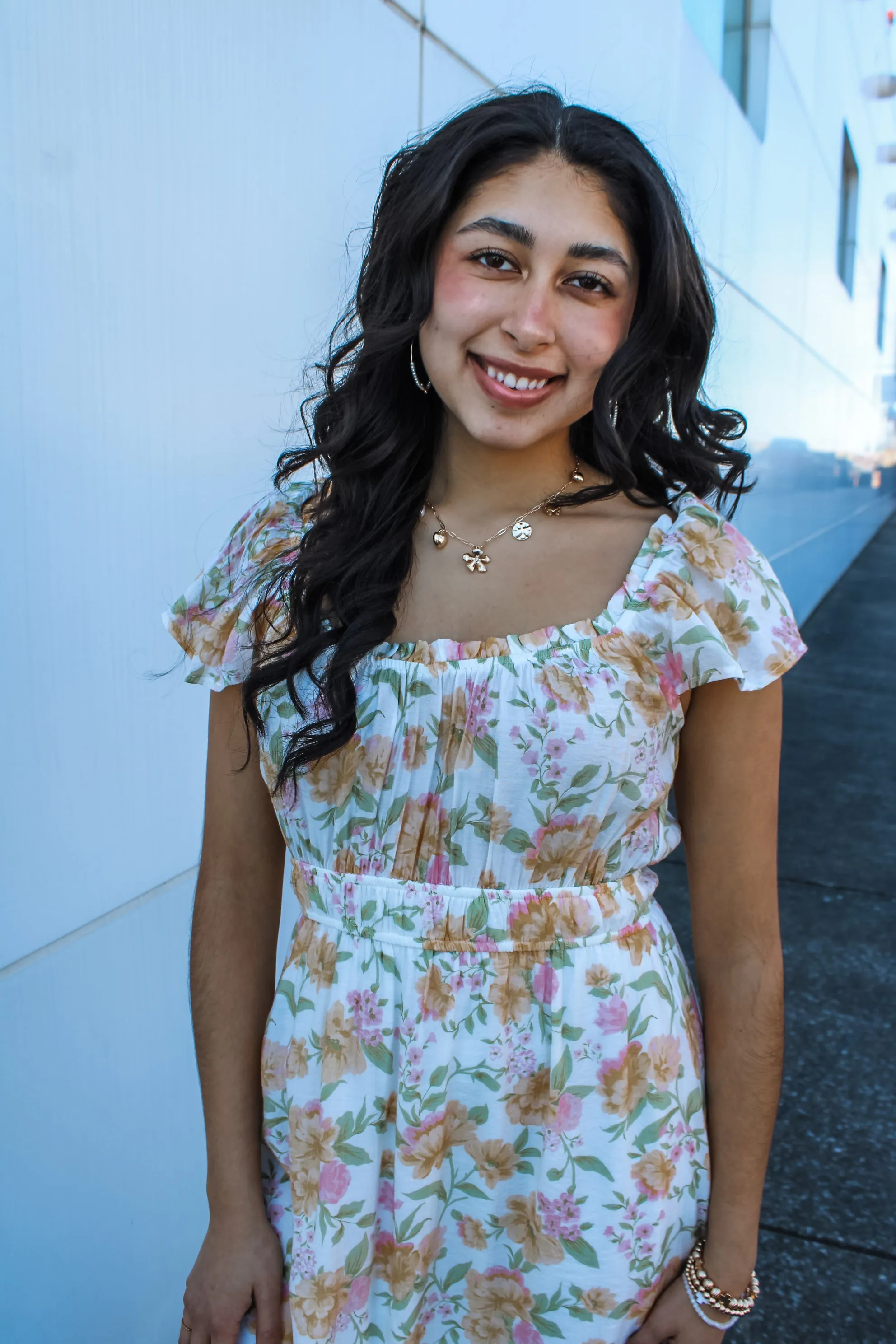 Daffodil Delight Ruffle Dress • Peach Floral