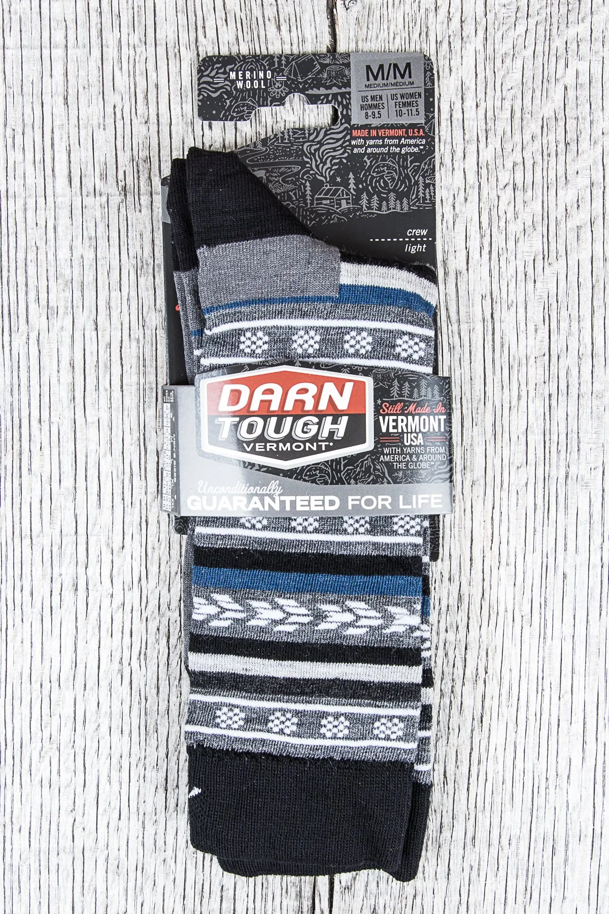 Darn Tough Black Wool Socks Brogue Crew Light
