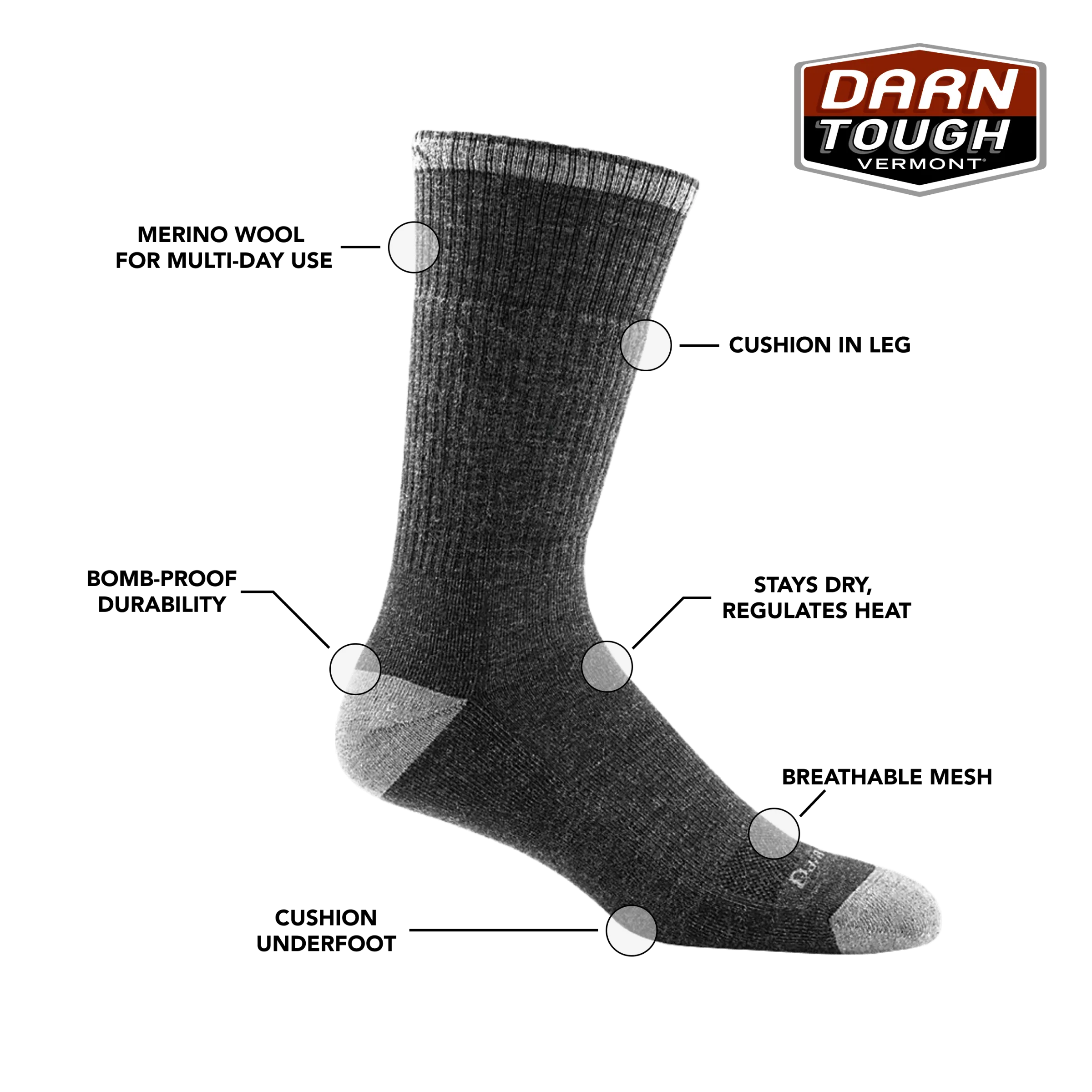 Darn Tough Mens John Henry Boot Midweight Work Socks