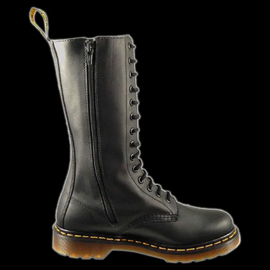 Dr Martens - 14 Eyelet Black Vonda Embroidered Zipper Boot