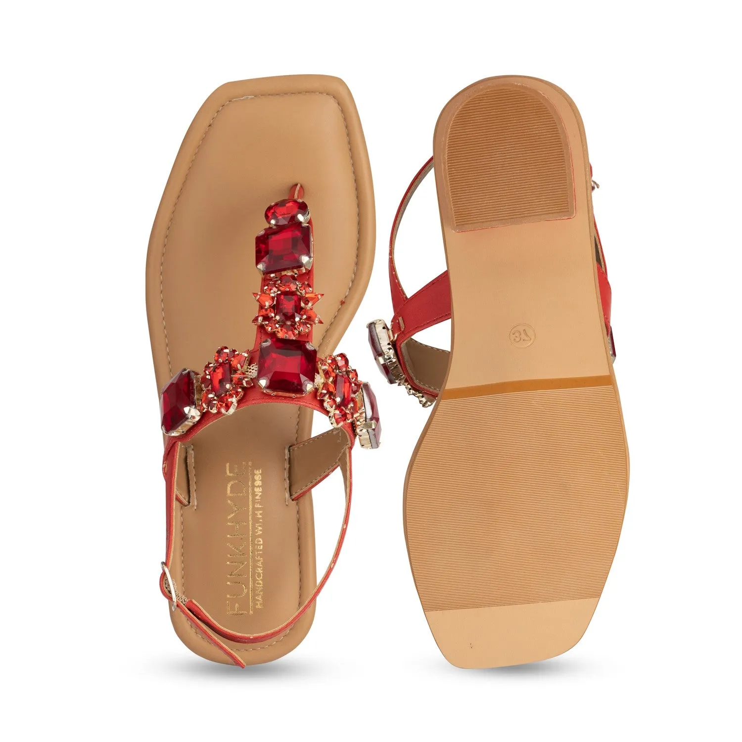 DREAM Heels - Red Embellished Sandals