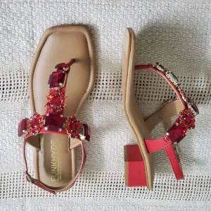 DREAM Heels - Red Embellished Sandals