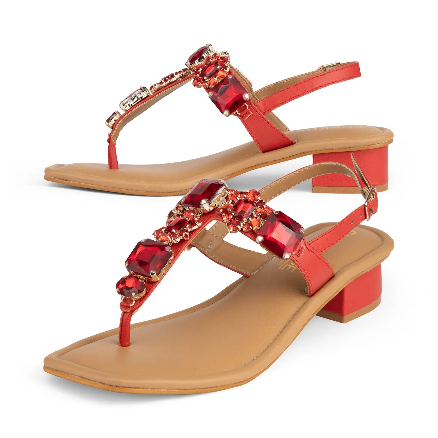 DREAM Heels - Red Embellished Sandals