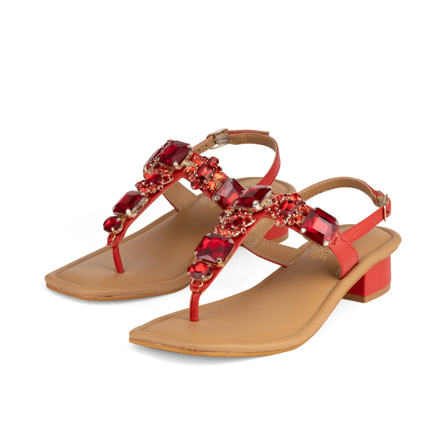 DREAM Heels - Red Embellished Sandals