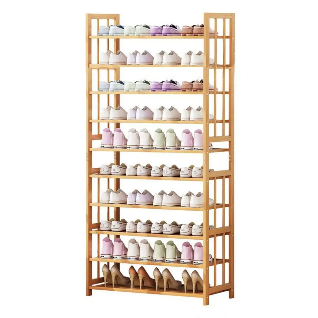 EKKIO 10-Tiers Bamboo Shoe Rack