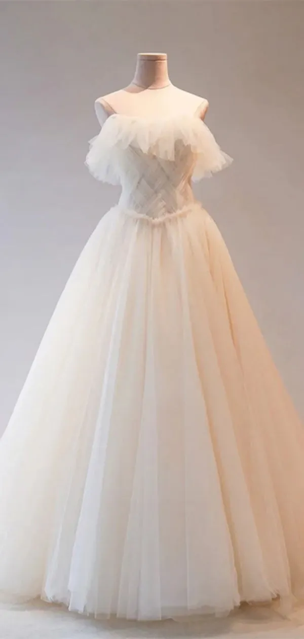 Elegant Sweetheart Tulle Long Prom Dresses, WGP214