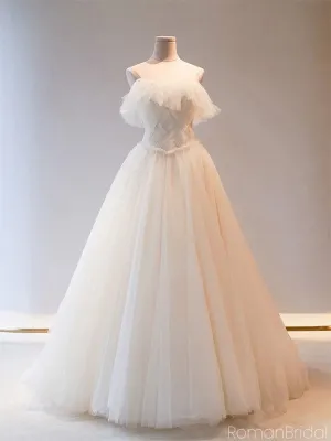 Elegant Sweetheart Tulle Long Prom Dresses, WGP214