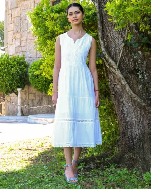 Embroidered Tiered Cotton Dress