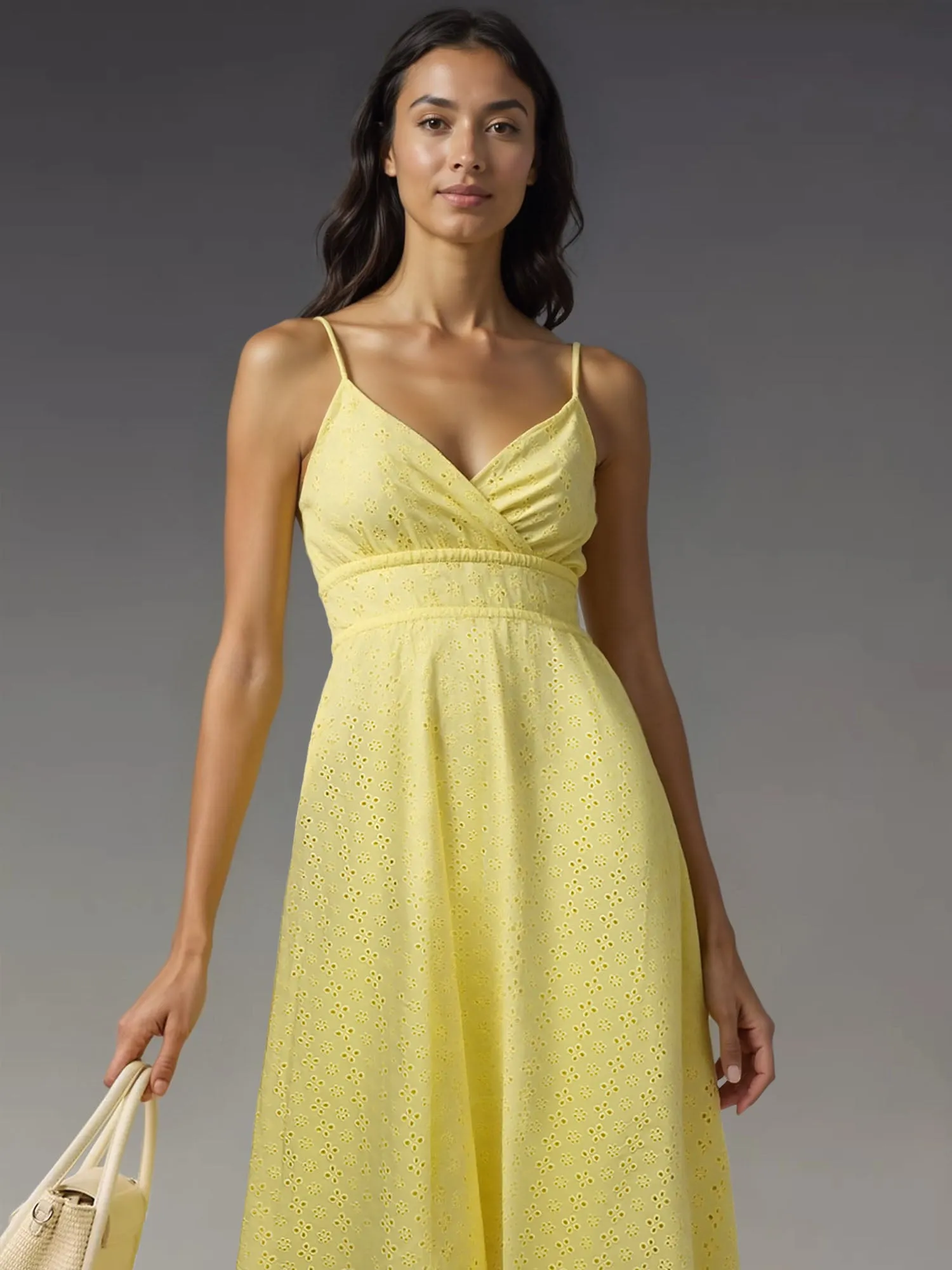 Eyelet Wrap Front Midi Sun Dress