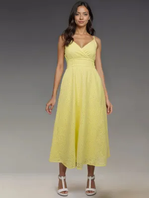 Eyelet Wrap Front Midi Sun Dress