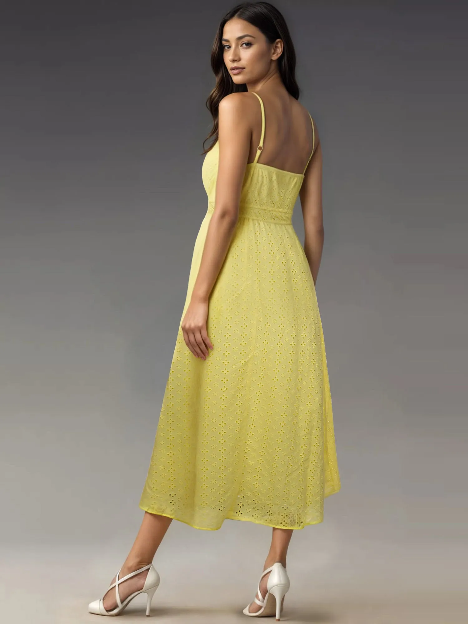 Eyelet Wrap Front Midi Sun Dress