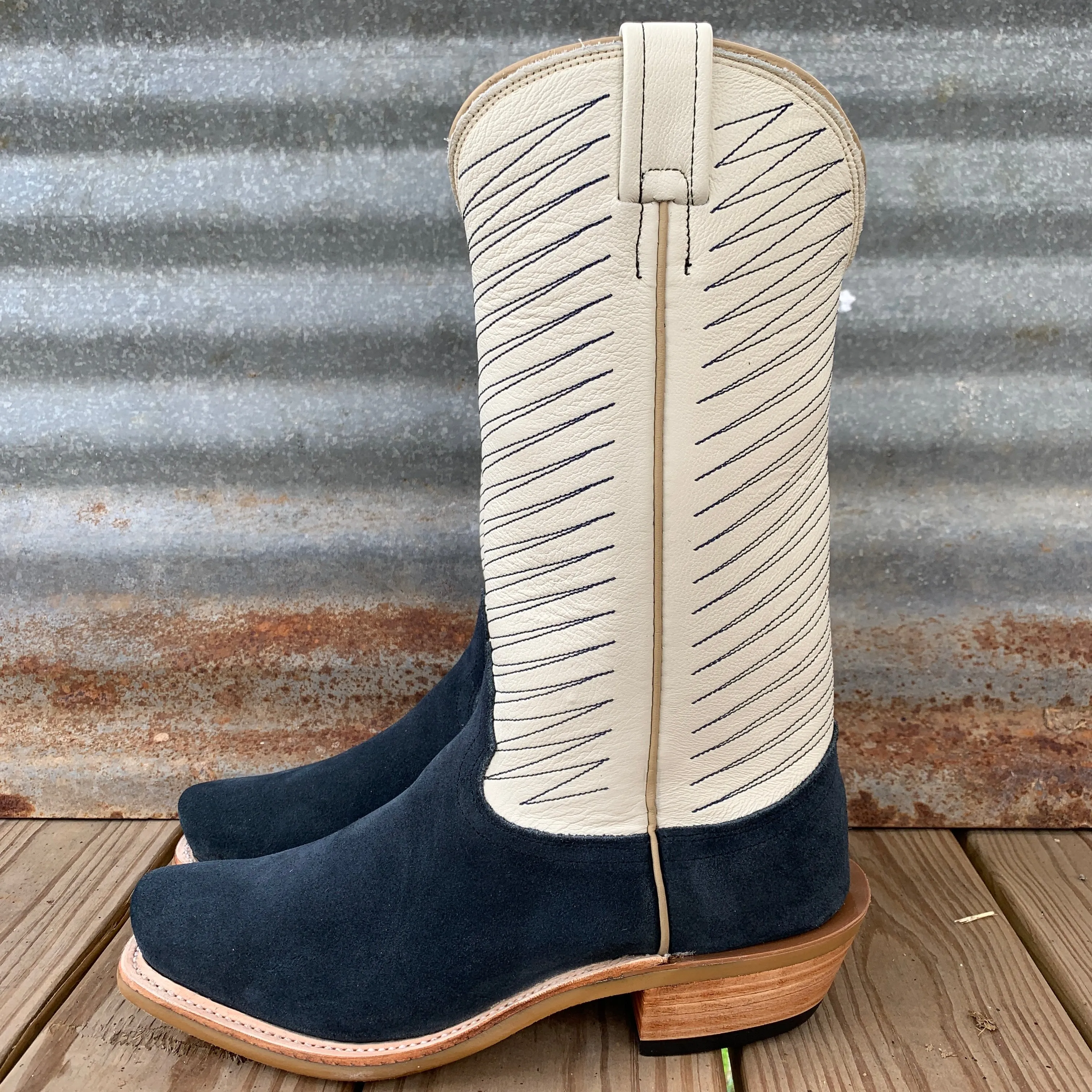 Fenoglio Boot Navy Roughout w/Cream - FB29621343