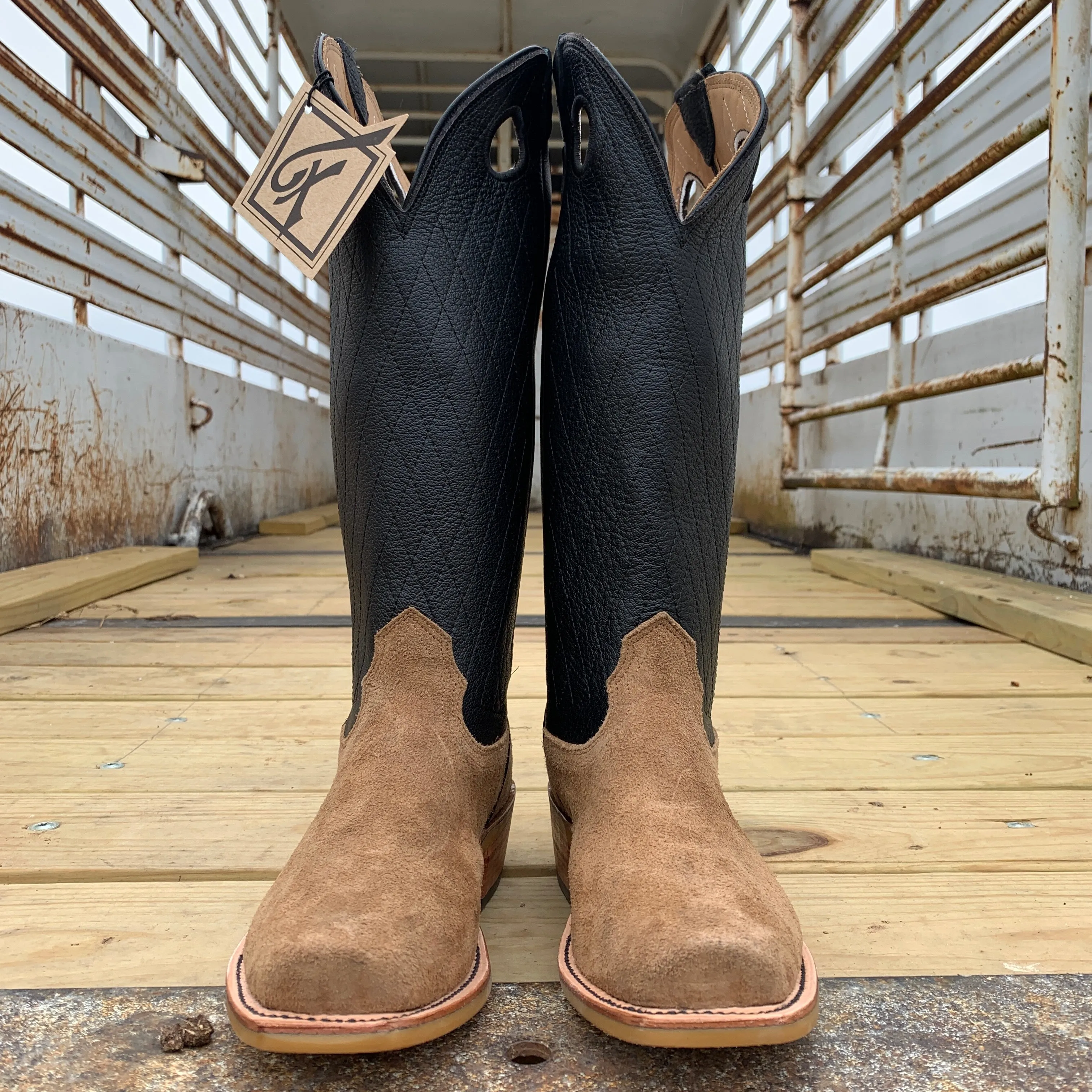 Fenoglio Picosa Creek Exclusive Tan Victoria Roughout w/ Black Italian - The Caiden Boot - FB29411511