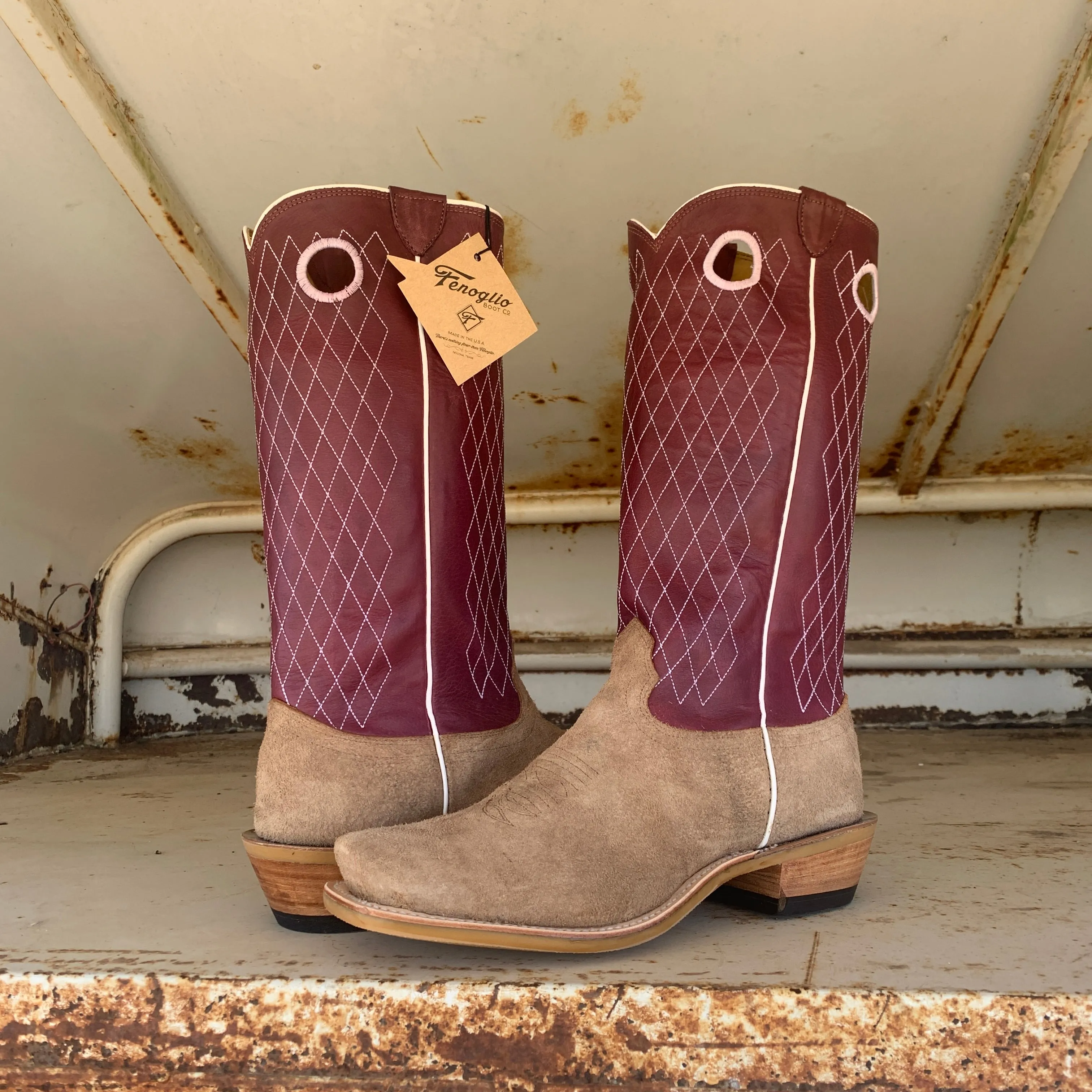 Fenoglio Picosa Creek Exclusive Tan Victoria Roughout w/ Plum - The Jasper 2.0 Boot - FB00101477