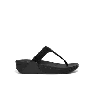 FitFlop Lulu Crystal Embellished Toe Post Sandals All Black