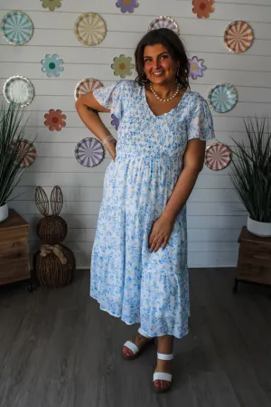 Floral Fantasy Ruffle Dress • Blue - PLUS