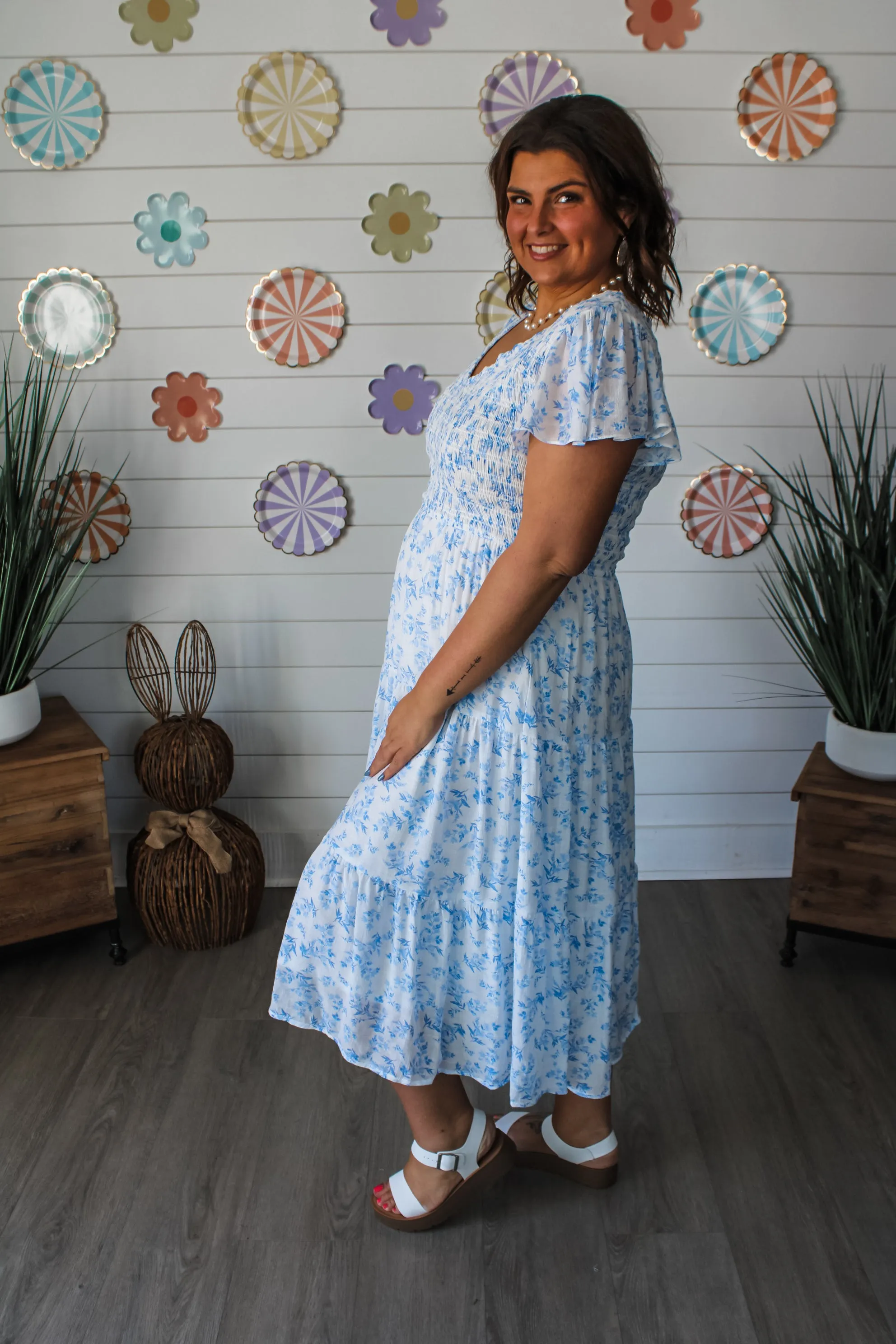 Floral Fantasy Ruffle Dress • Blue - PLUS