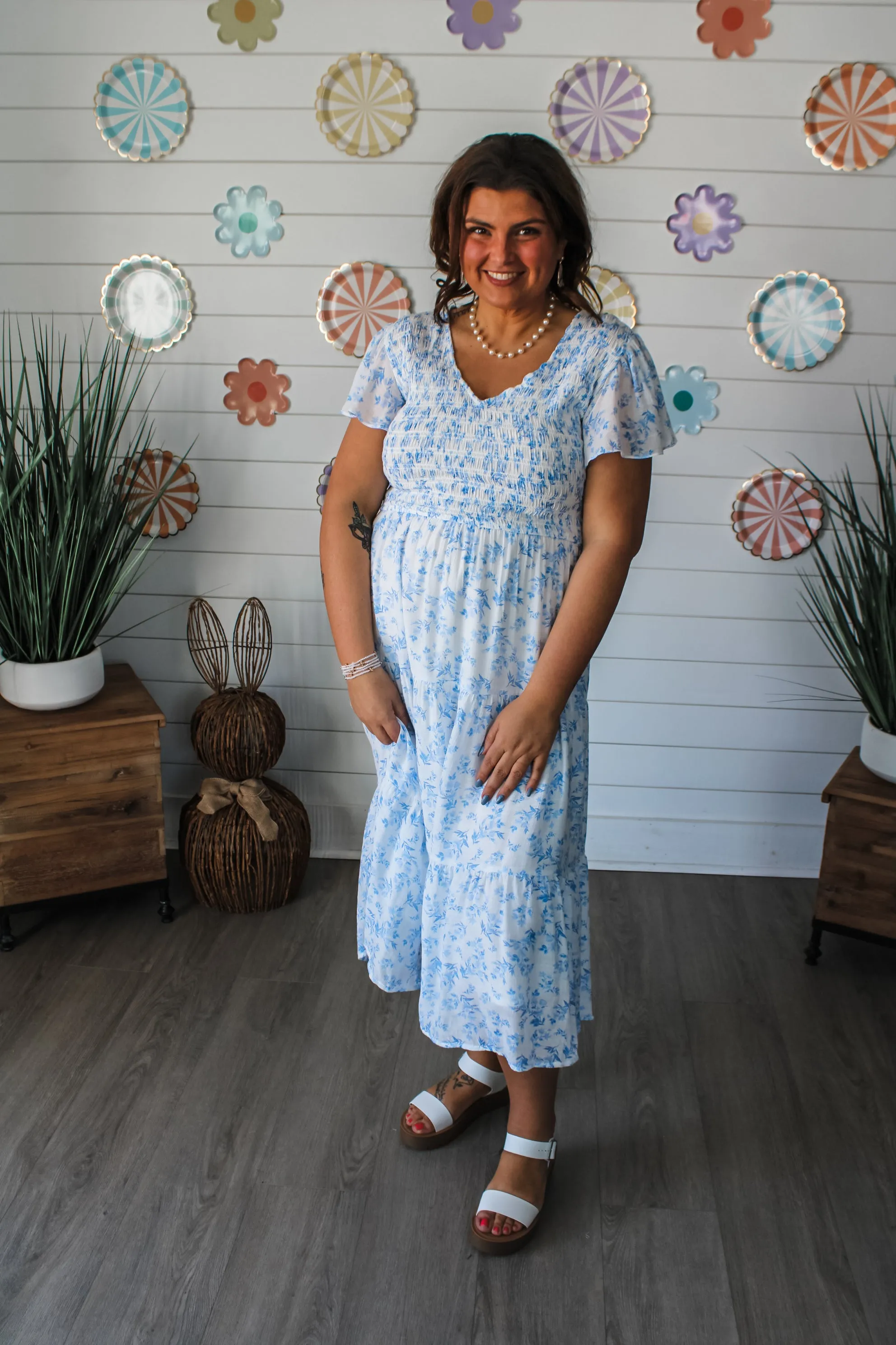 Floral Fantasy Ruffle Dress • Blue - PLUS
