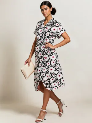 Floral Wrap Midi Dress