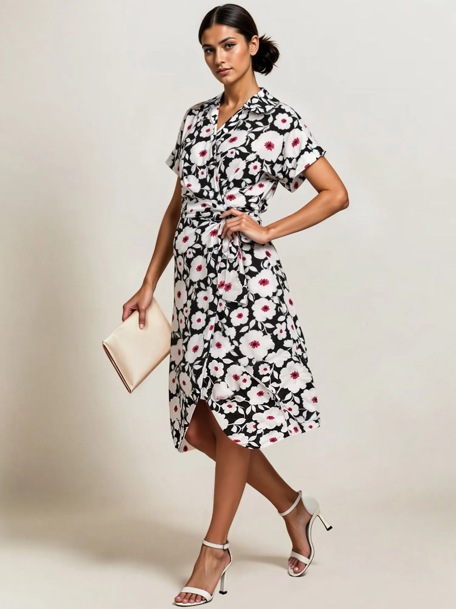Floral Wrap Midi Dress