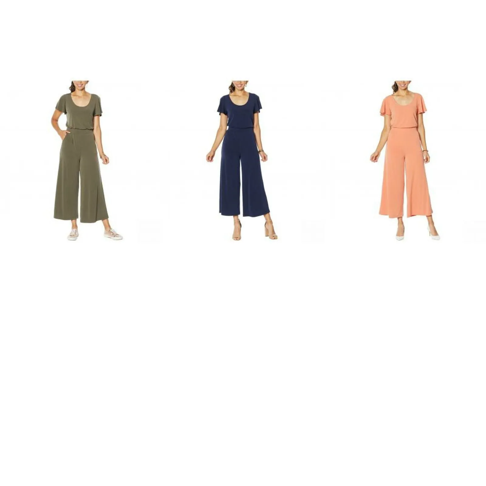 G by Giuliana Women's Flutter Sleeve Cropped Wide Leg Jumpsuit