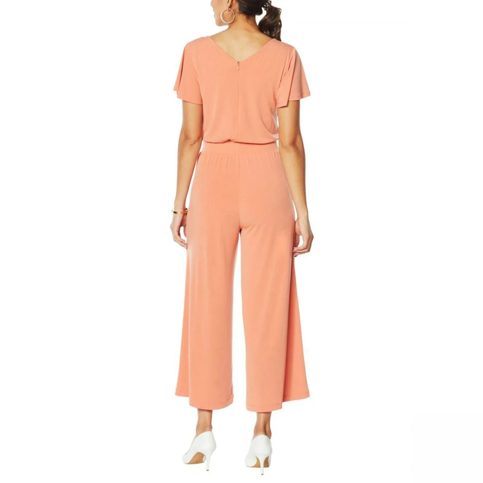 G by Giuliana Women's Flutter Sleeve Cropped Wide Leg Jumpsuit