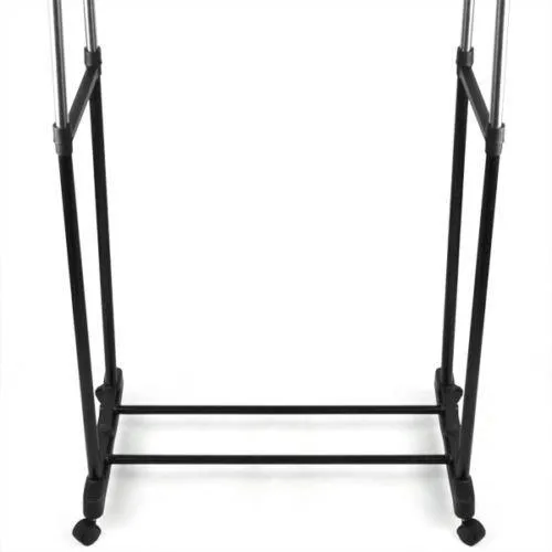 Generic O-8-O-1346-O EAVY DU GARMENT RACK NT RACK HANGER ROLLING LLING G DOUBLE ADJUSTABLE ES HANG HEAVY DUTY RAIL PORTABL PORTABLE CLOTHES HX-US5-16Mar28-43
