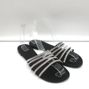 Giuseppe Zanotti Michela Crystal-Embellished Slide Sandals Black Size 38.5
