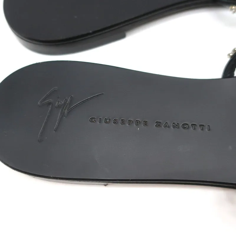 Giuseppe Zanotti Michela Crystal-Embellished Slide Sandals Black Size 38.5