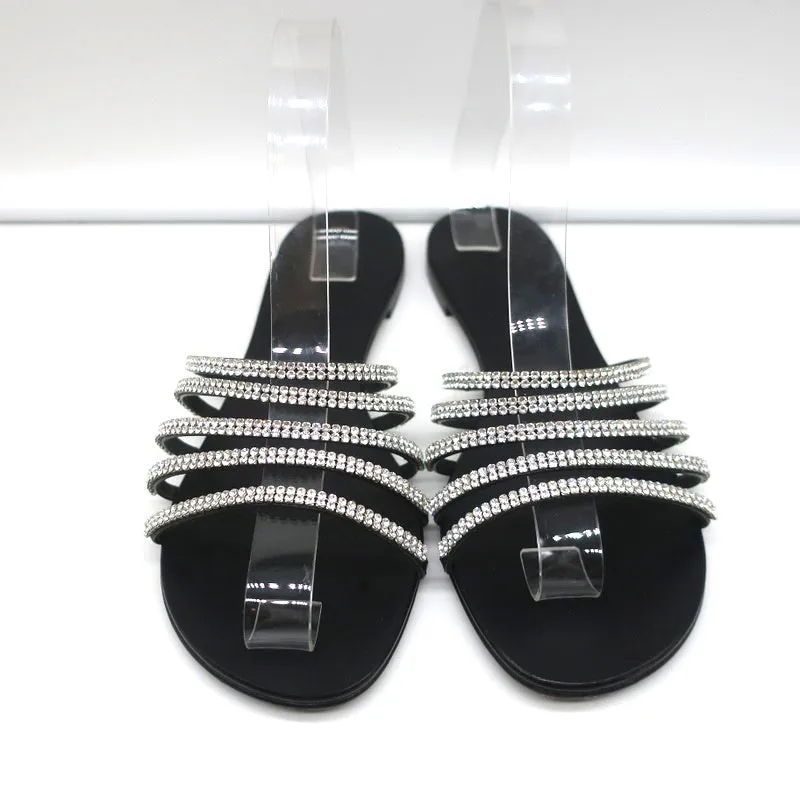 Giuseppe Zanotti Michela Crystal-Embellished Slide Sandals Black Size 38.5