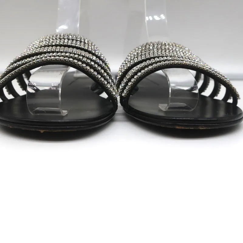 Giuseppe Zanotti Michela Crystal-Embellished Slide Sandals Black Size 38.5