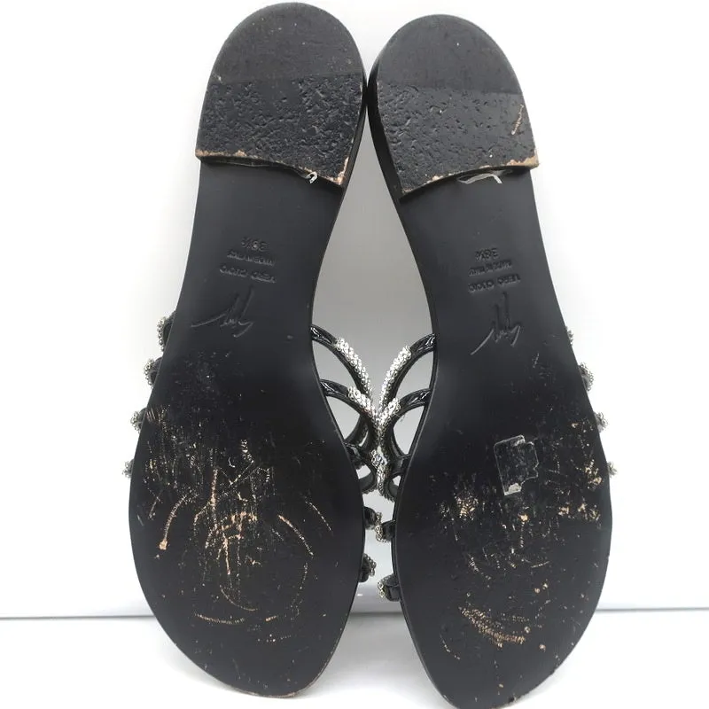 Giuseppe Zanotti Michela Crystal-Embellished Slide Sandals Black Size 38.5