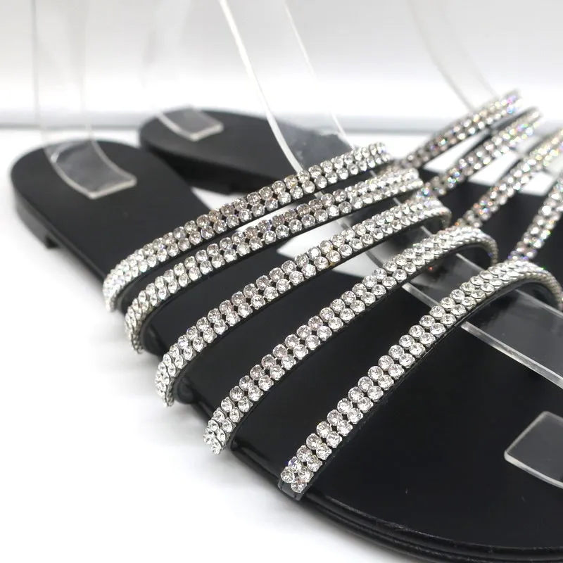 Giuseppe Zanotti Michela Crystal-Embellished Slide Sandals Black Size 38.5