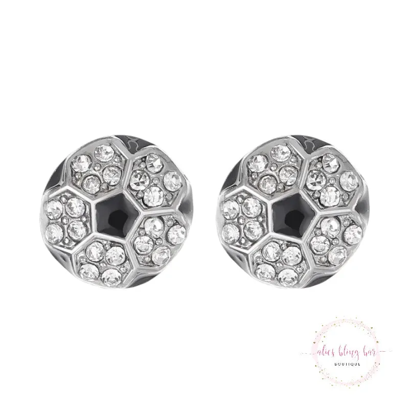 Glittering Game - Soccer Stud Earrings