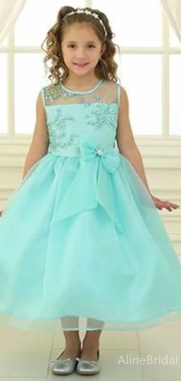 Gorgeous Lace A-line Long Flower Girl Dresses, FGS175