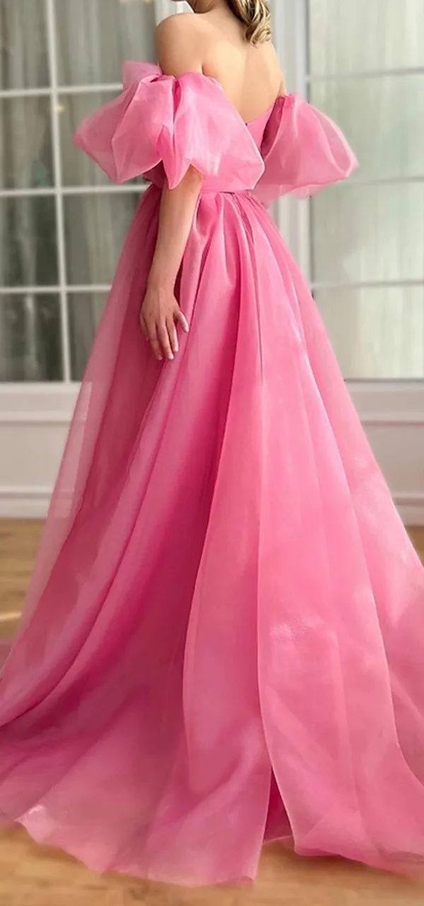 Gorgeous Off Shoulder Side Slit A-line Long Prom Dress Online, OL265