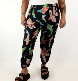 Gorman fish print silk drop crotch pants size 14