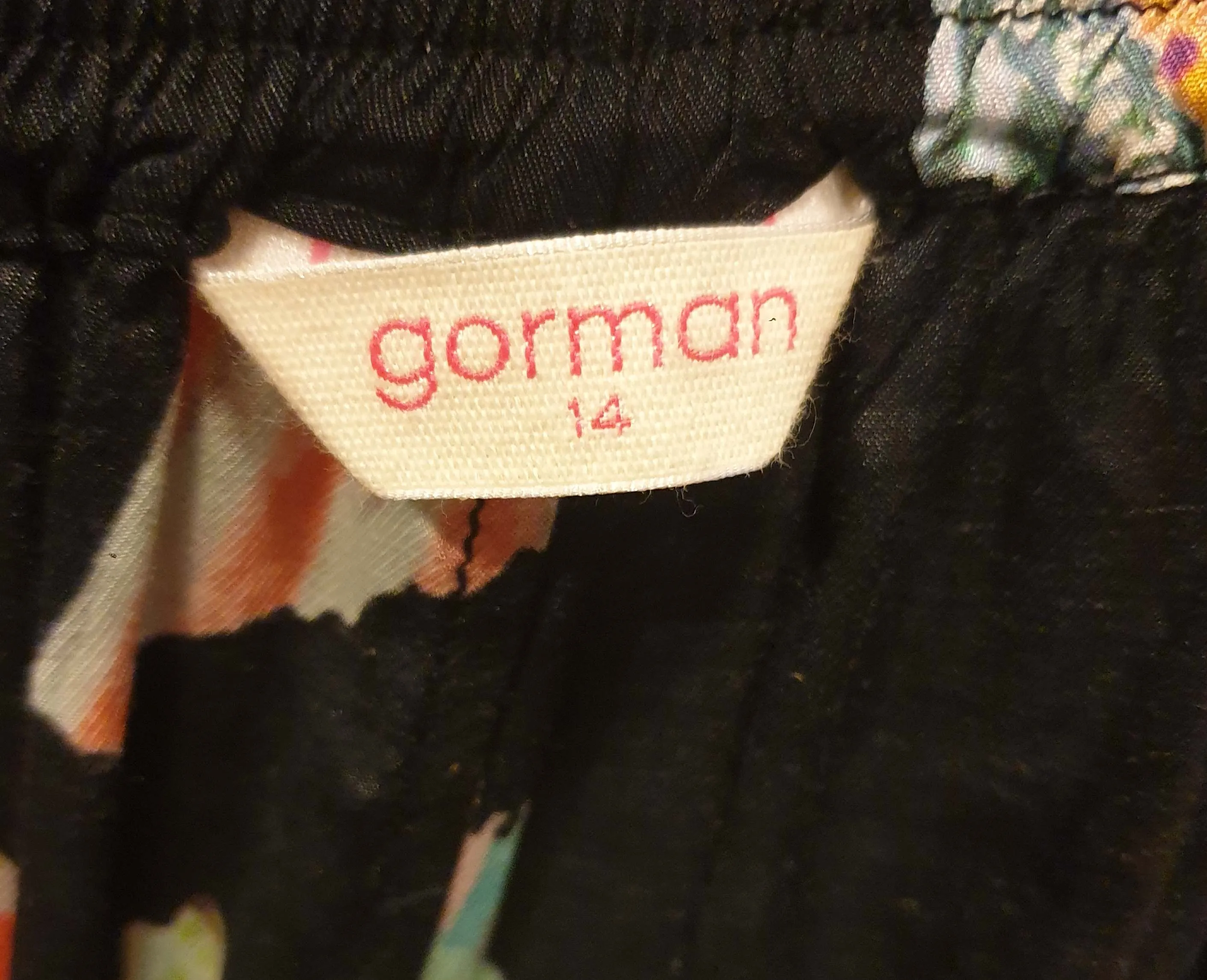 Gorman fish print silk drop crotch pants size 14