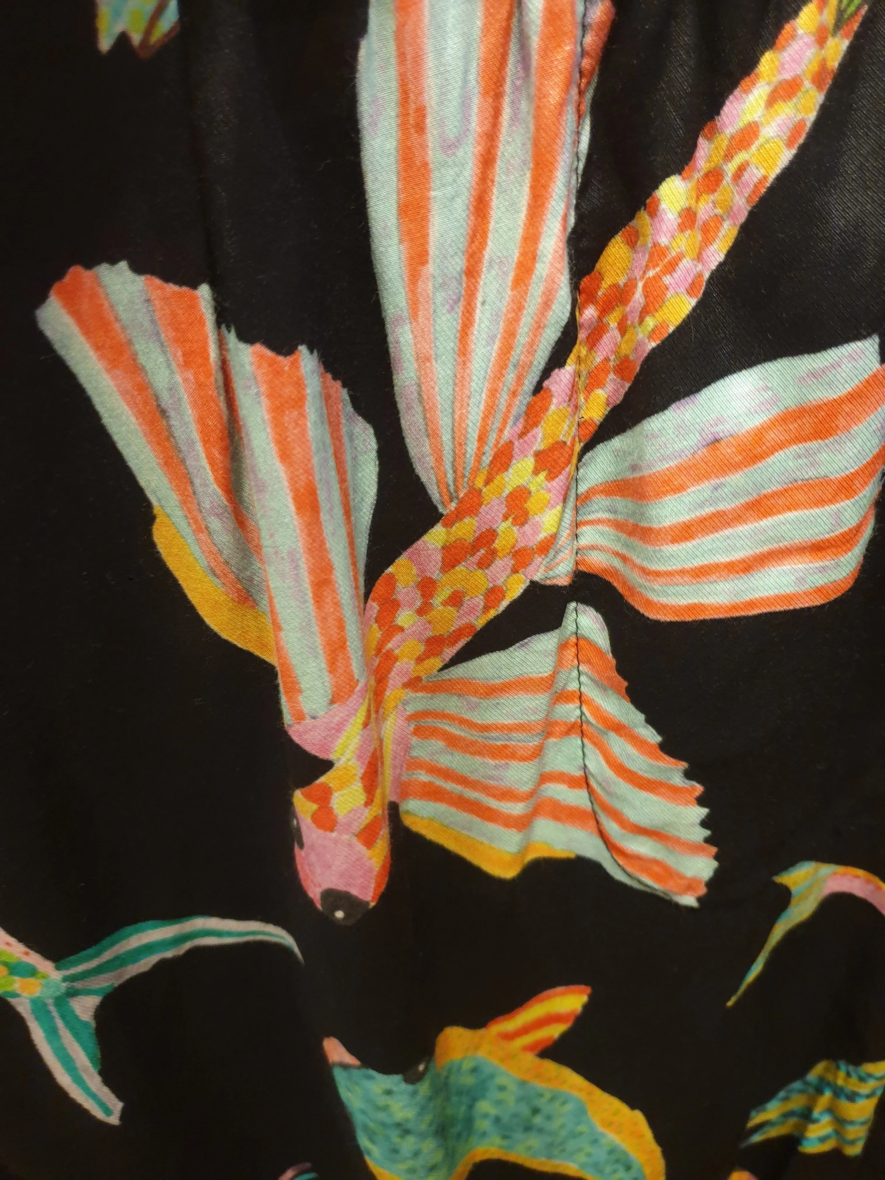 Gorman fish print silk drop crotch pants size 14