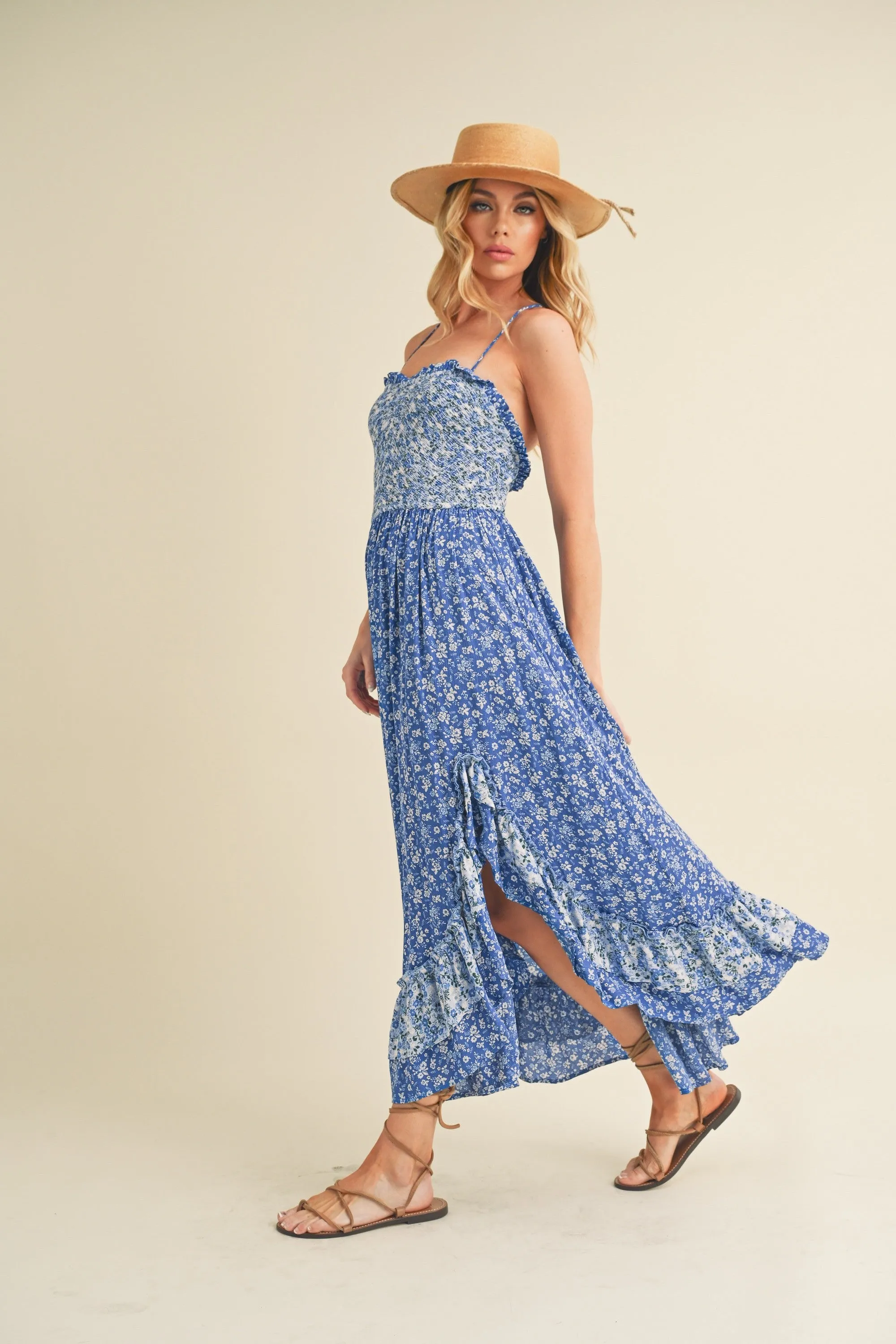Hazel Blues® |  Aemi   Co Ditsy Floral Ruffled Hem Maxi Cami Dress