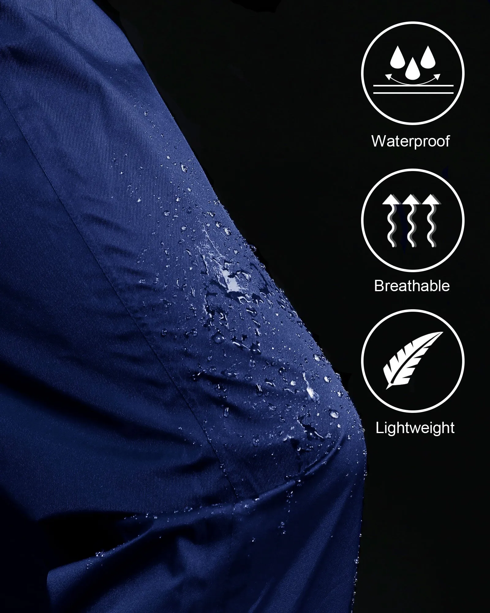 iCreek Women's Rain Pants Waterproof Hiking Pants Windproof Lightweight Over Pants Work Rain Outdoor for Golf, Fishing(Blue With Pocket)