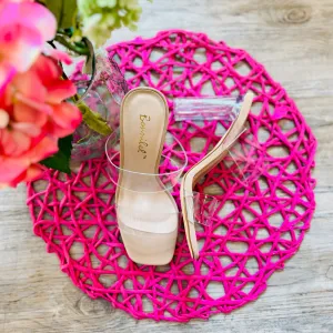 Ideal Fit Double Strap Clear Heel
